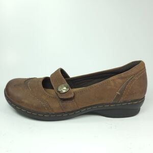 Clarks Artisan Mary Jane Tan Leather Hook‑and‑Loop Shoes W 7M